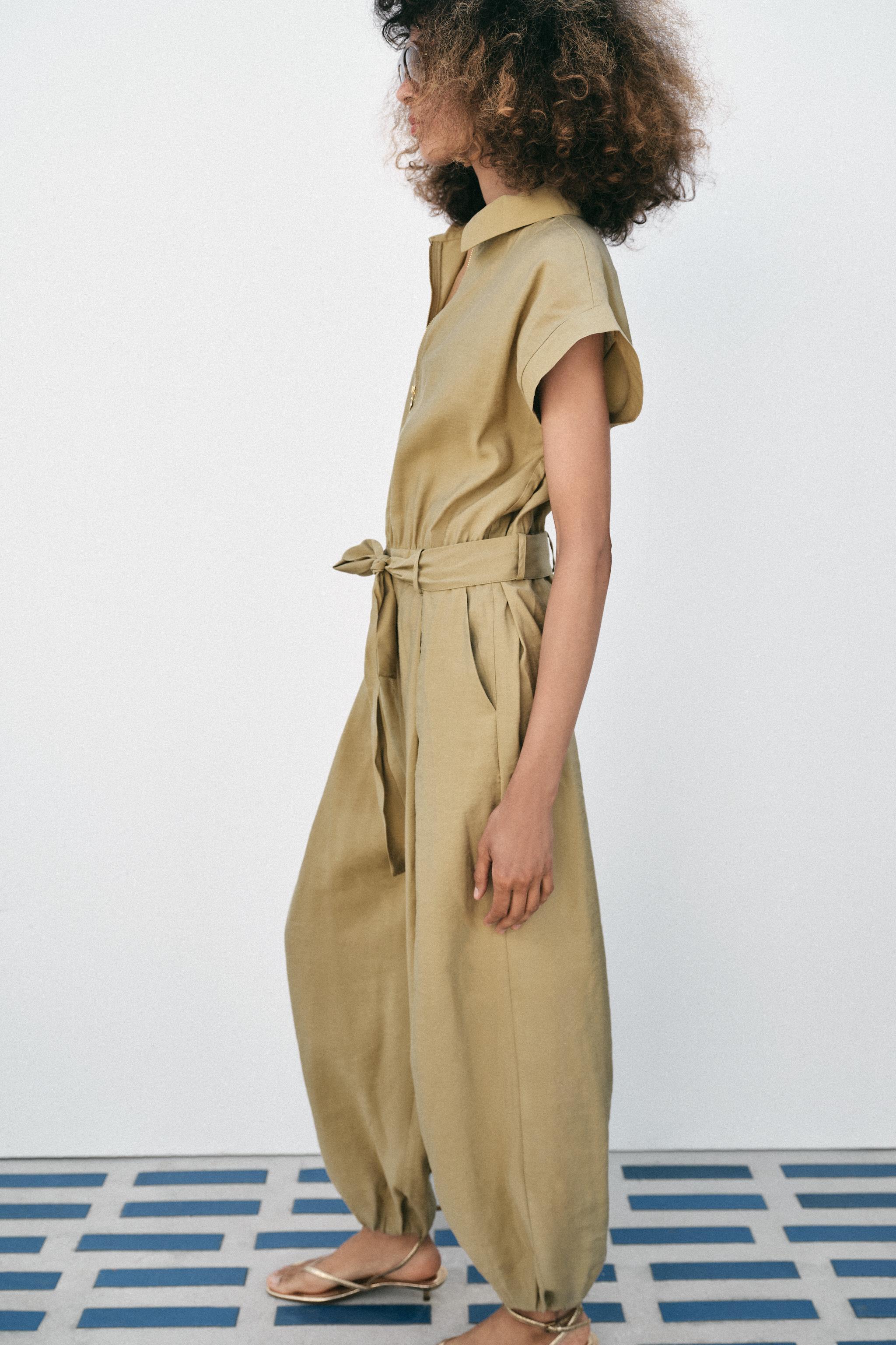 Belted Zip-Front Jumpsuit